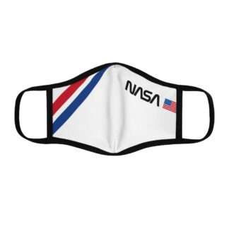 White NASA face mask in retro style with logo and USA flag