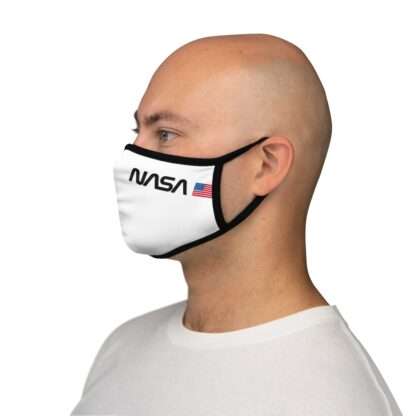 White NASA face mask in retro style with logo and USA flag