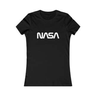 Black NASA women t-shirt featuring NASA worm logo