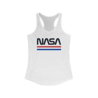 White NASA racerback tank for women