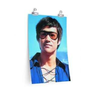 Portrait print poster of Bruce Lee wearing sunglasses