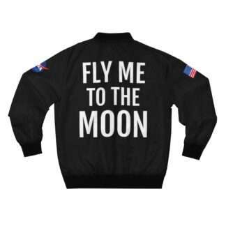 "Fly Me to the Moon" black bomber jacket for NASA Artemis