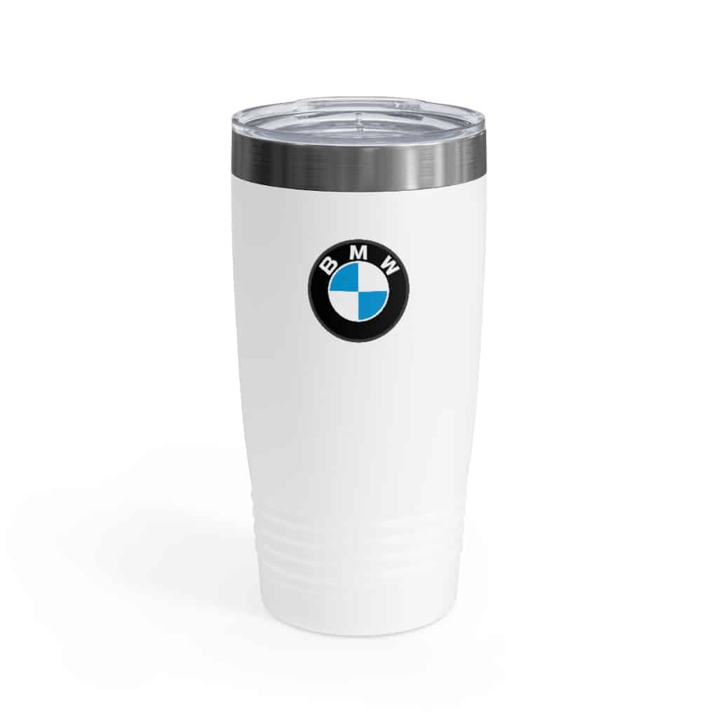 BMW Coffee Mug Logo Leeds Brand White Metal 12 Ounce Hot Cold Insulated  Tumbler