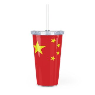 China's Flag Plastic Tumbler with Straw